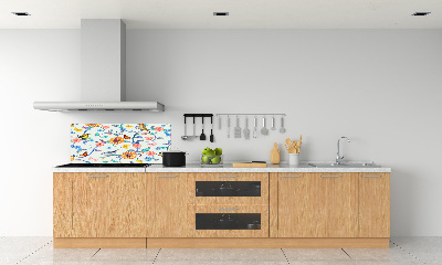 Cooker splashback Flowers and birds