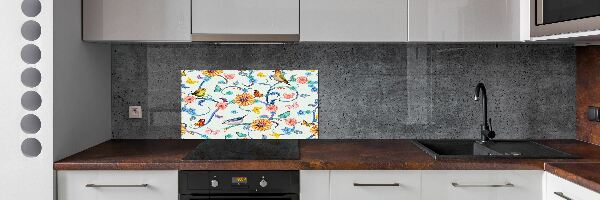 Cooker splashback Flowers and birds