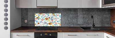 Cooker splashback Flowers and birds