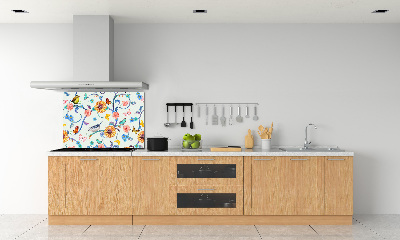 Cooker splashback Flowers and birds