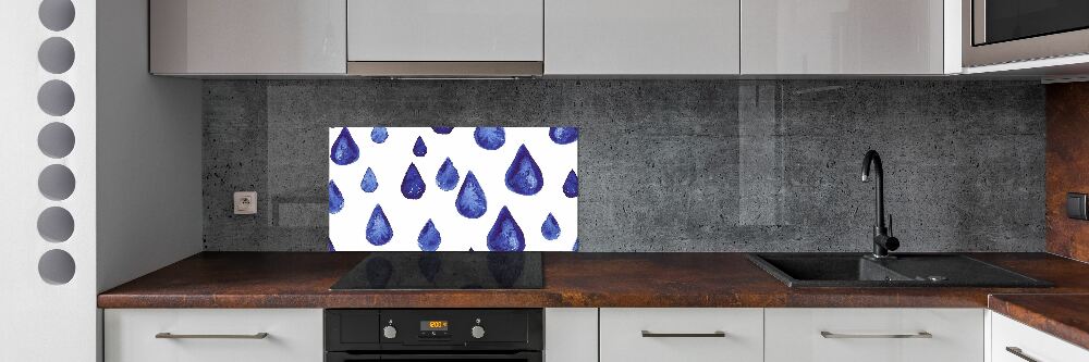 Kitchen splashback Blue drops