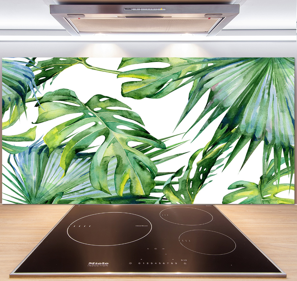 Cooker splashback Tropical leaves