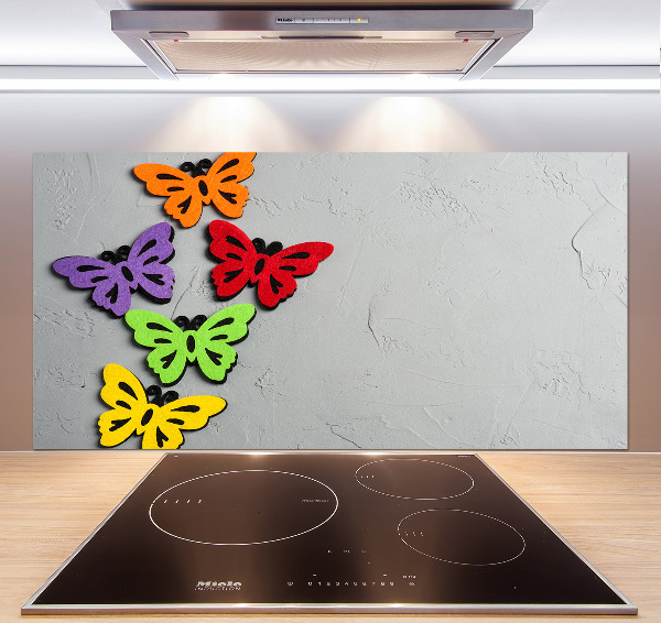 Cooker splashback Colorful butterflies