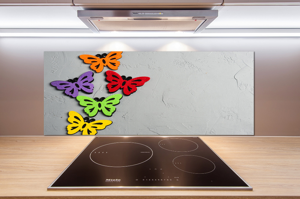 Cooker splashback Colorful butterflies