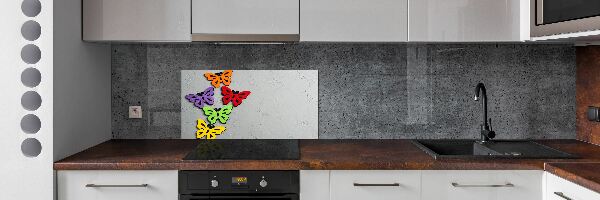 Cooker splashback Colorful butterflies