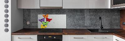 Cooker splashback Colorful butterflies