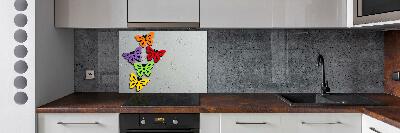 Cooker splashback Colorful butterflies