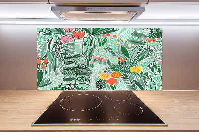 Kitchen wall panels Floral pattern