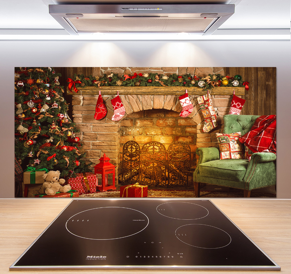 Kitchen splashback Christmas decorations