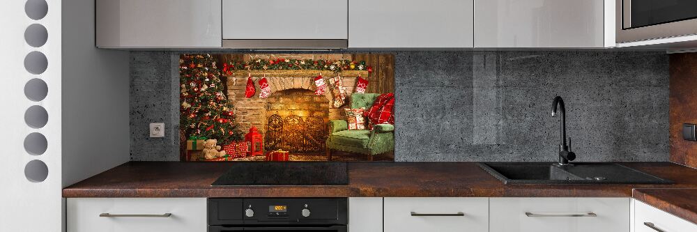 Kitchen splashback Christmas decorations