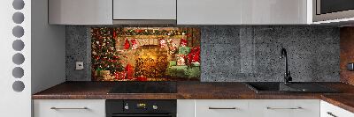 Kitchen splashback Christmas decorations