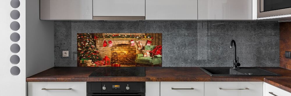 Kitchen splashback Christmas decorations