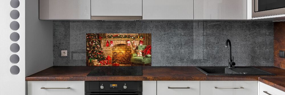 Kitchen splashback Christmas decorations