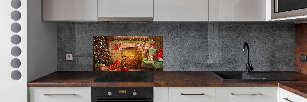 Kitchen splashback Christmas decorations