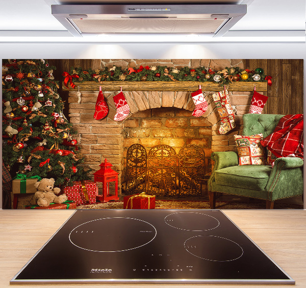 Kitchen splashback Christmas decorations