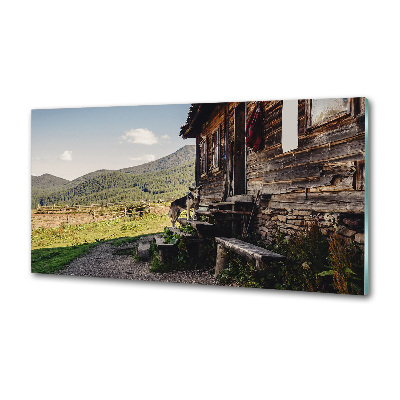 Glass splashback Wooden mountain house