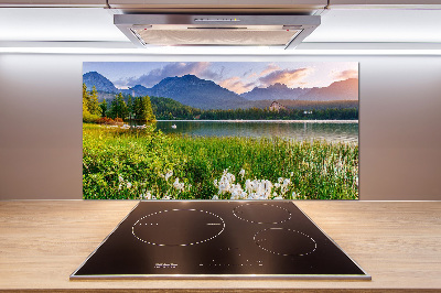 Glass splashback Lake in the mountains