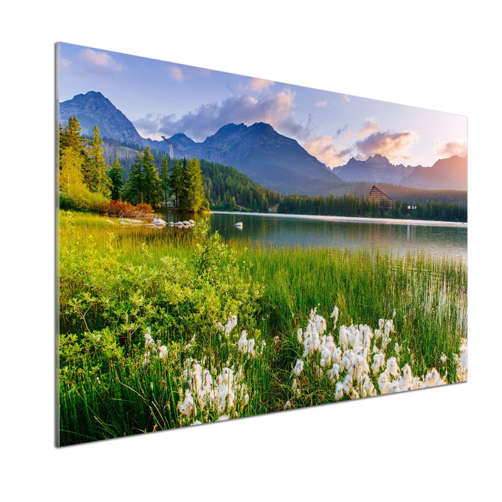 Glass splashback Lake in the mountains