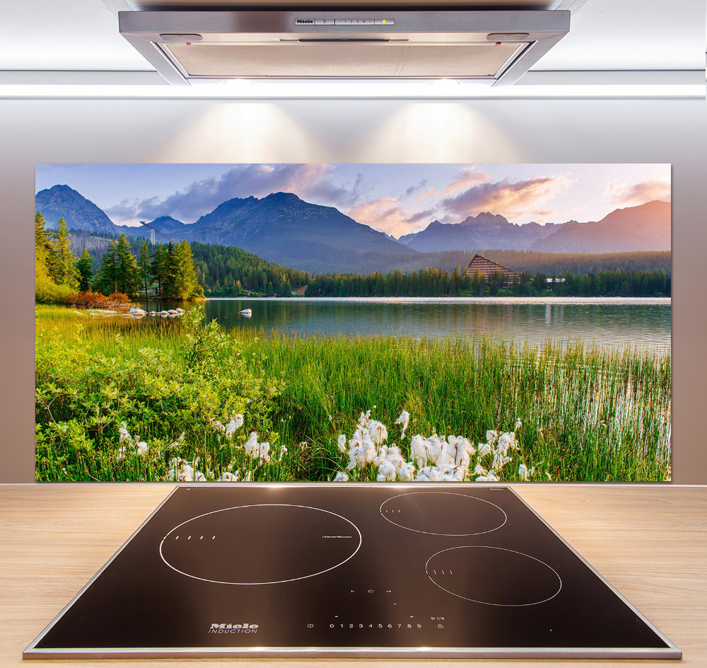 Glass splashback Lake in the mountains