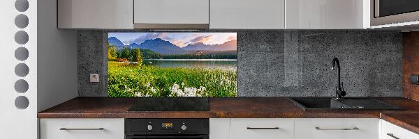 Glass splashback Lake in the mountains