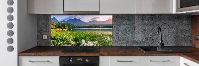 Glass splashback Lake in the mountains