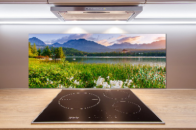 Glass splashback Lake in the mountains