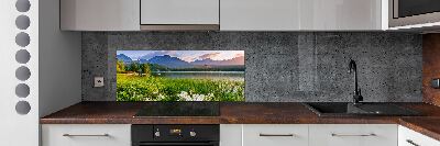 Glass splashback Lake in the mountains