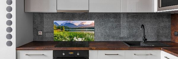 Glass splashback Lake in the mountains