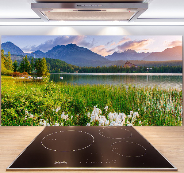 Glass splashback Lake in the mountains