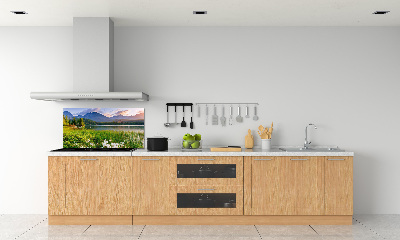 Glass splashback Lake in the mountains