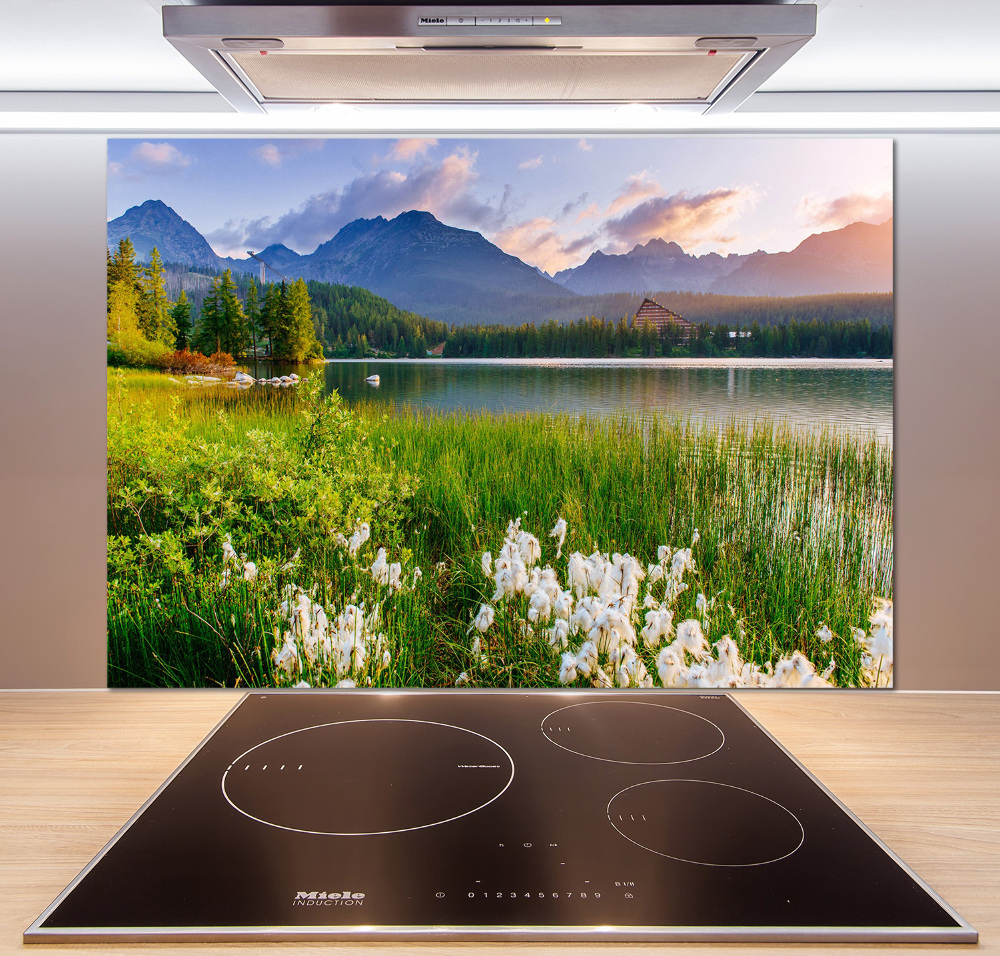 Glass splashback Lake in the mountains