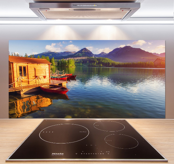 Glass splashback Lake in the mountains