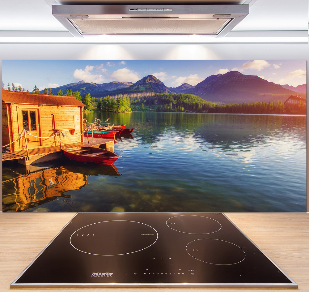 Glass splashback Lake in the mountains