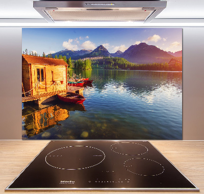 Glass splashback Lake in the mountains