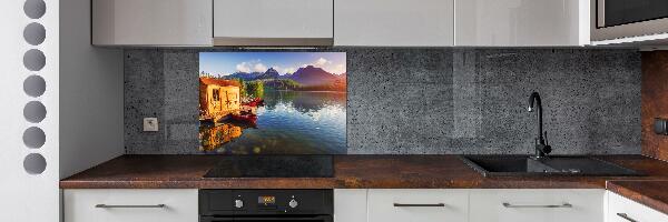 Glass splashback Lake in the mountains