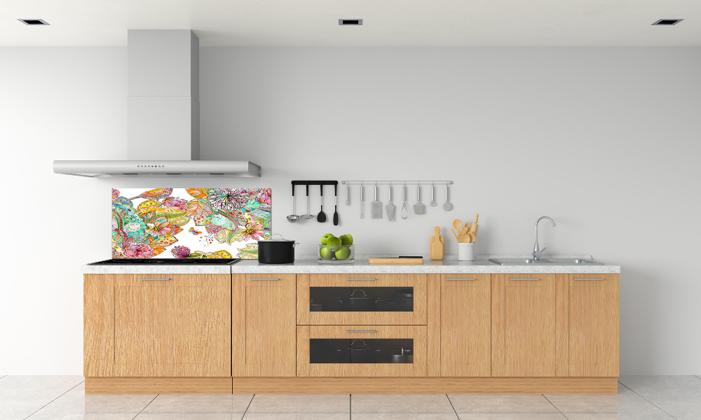 Cooker splashback Bird and ornaments