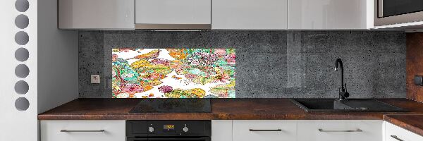 Cooker splashback Bird and ornaments