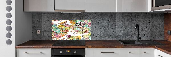 Cooker splashback Bird and ornaments