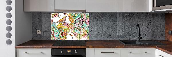 Cooker splashback Bird and ornaments