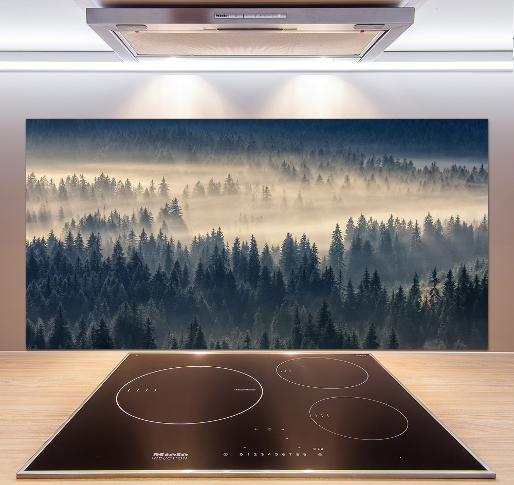 Kitchen splashback Fog over the forest