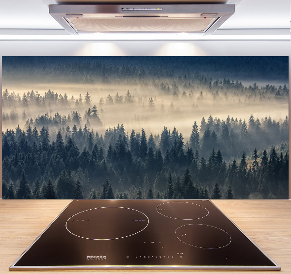 Kitchen splashback Fog over the forest