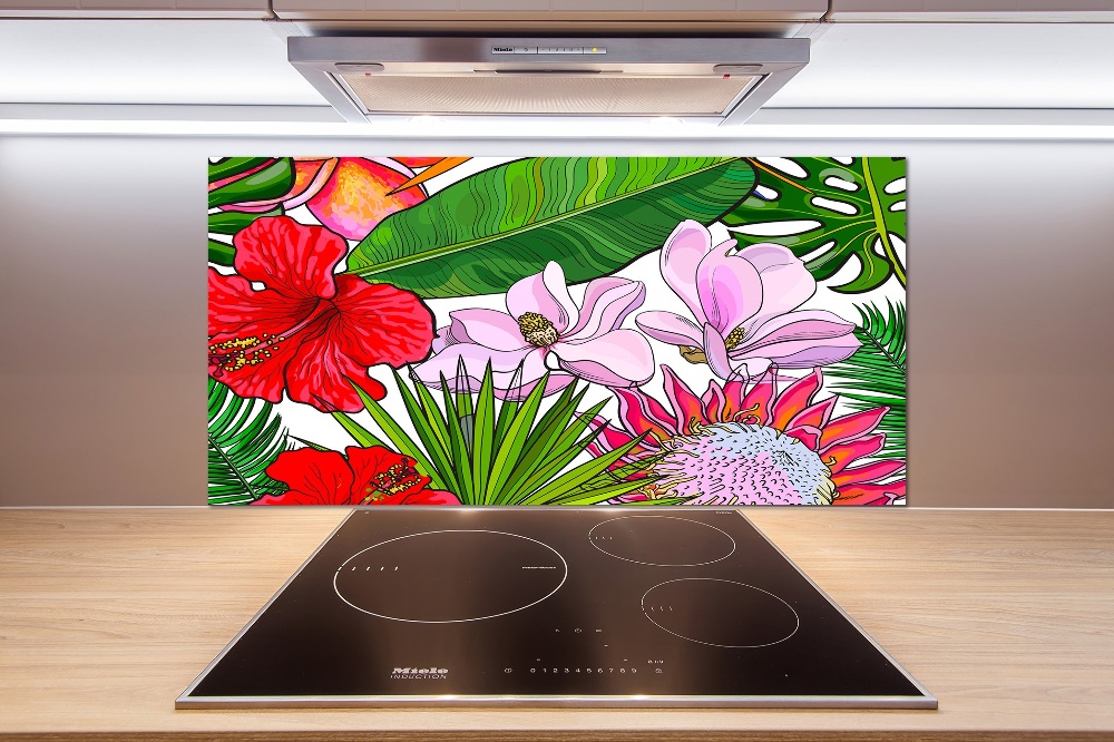 Kitchen splashback Hawaiian flowers