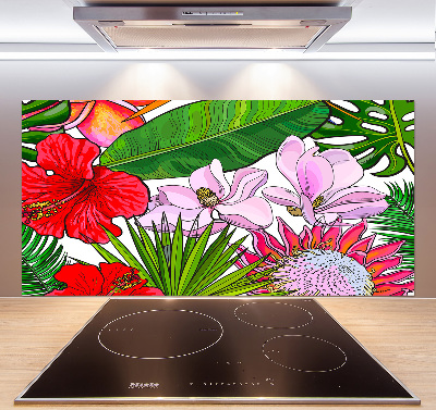 Kitchen splashback Hawaiian flowers