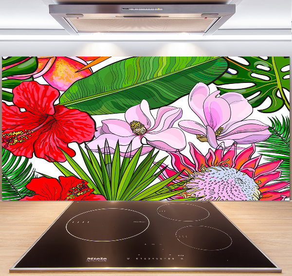 Kitchen splashback Hawaiian flowers