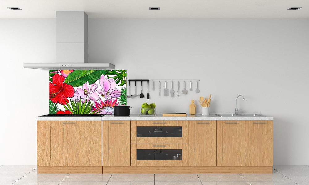 Kitchen splashback Hawaiian flowers