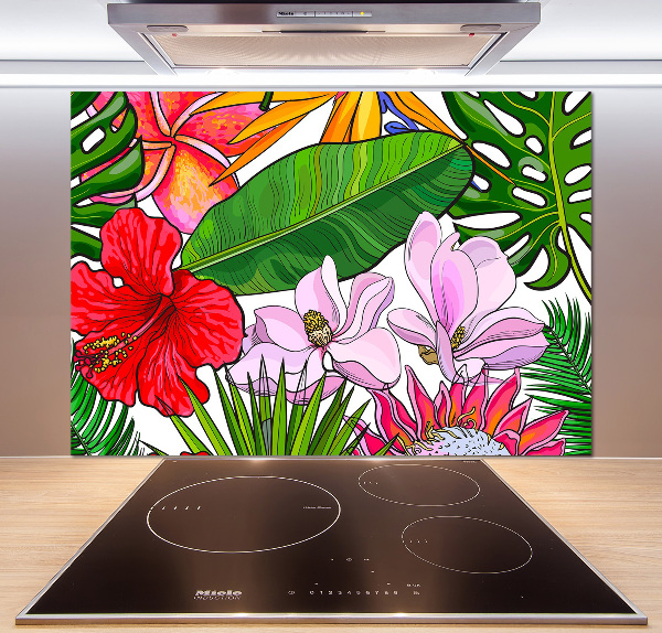 Kitchen splashback Hawaiian flowers