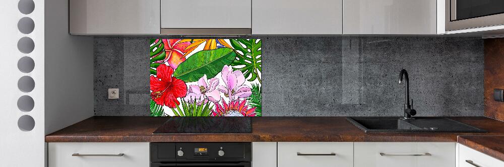 Kitchen splashback Hawaiian flowers