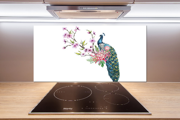 Kitchen splashback Paw and flowers