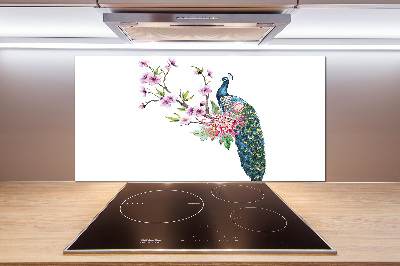 Kitchen splashback Paw and flowers