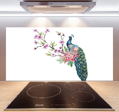 Kitchen splashback Paw and flowers